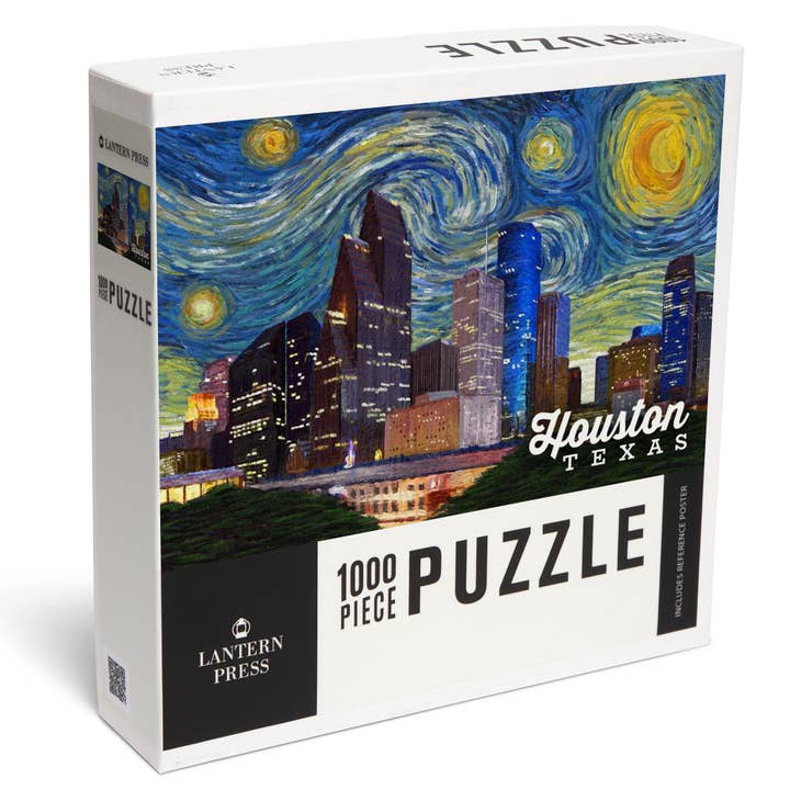 Lantern Press - Wholesale Puzzle - Adult - 1000 PIECE PUZZLE Houston, Texas, Starry Night Series