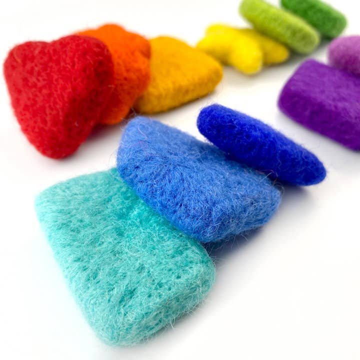 Wildflower by hu hands - Wholesale Toy set – Kids - (12) Felt Sorting Shapes - 100% Wool - Rainbow Party4