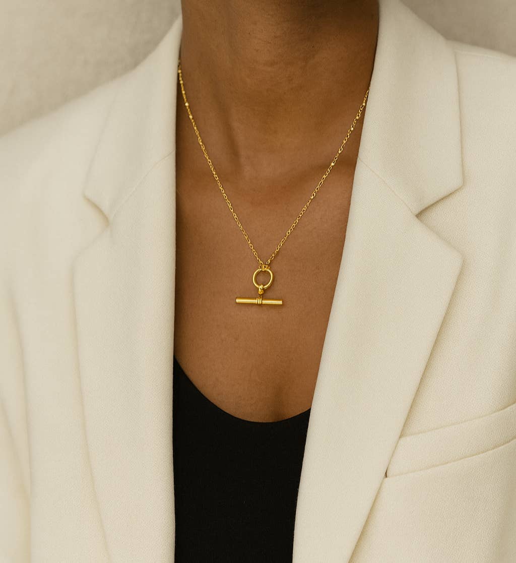 Gold Lunar - Wholesale Pendant/charm necklace - T Bar Delicate Chain Necklace 18k Gold Plated Dainty Gift