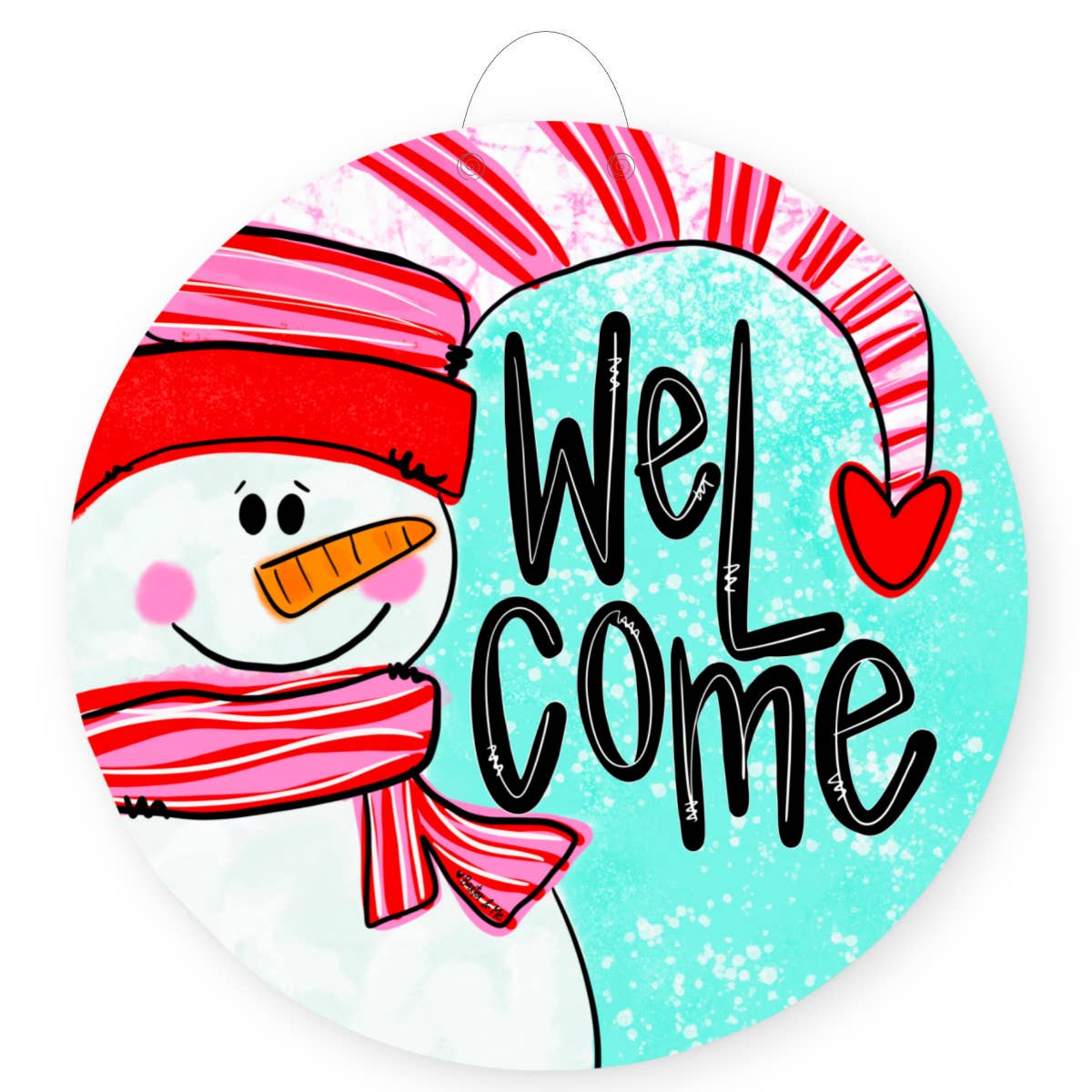 Baxter & Me - Wholesale Door Hanger - Welcome Heart Snowman Door Hanger1