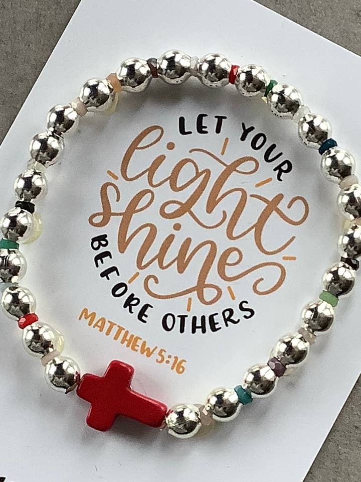 Christian Gift Silver effect alloy stretch Bracelet Cross for wholesale by Faithstrings