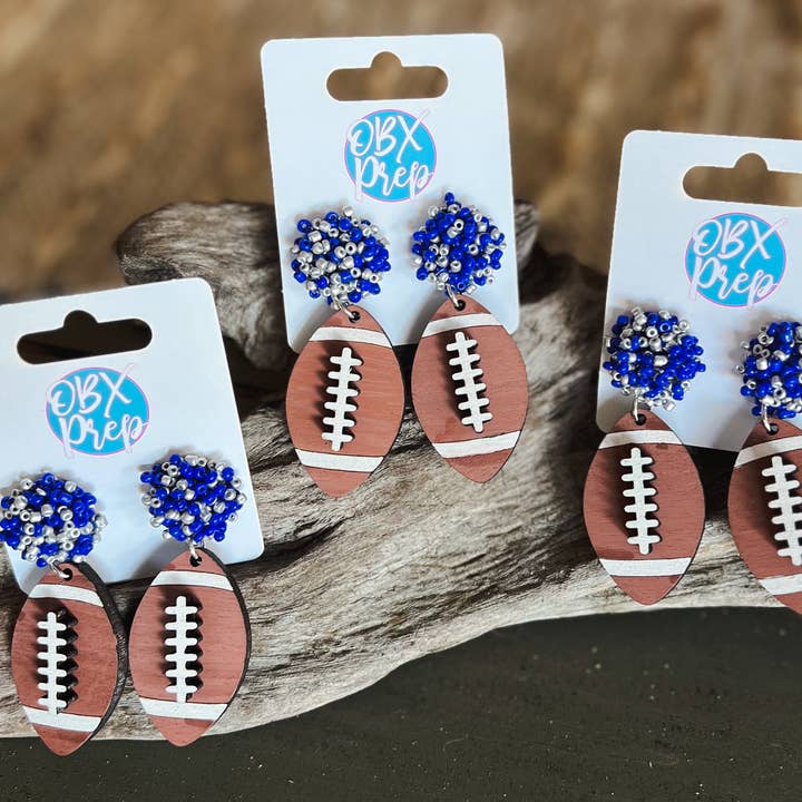 OBX Prep - Wholesale Dangle Earrings - Custom Team Bead Top Hand Painted Football Dangle Earrings1