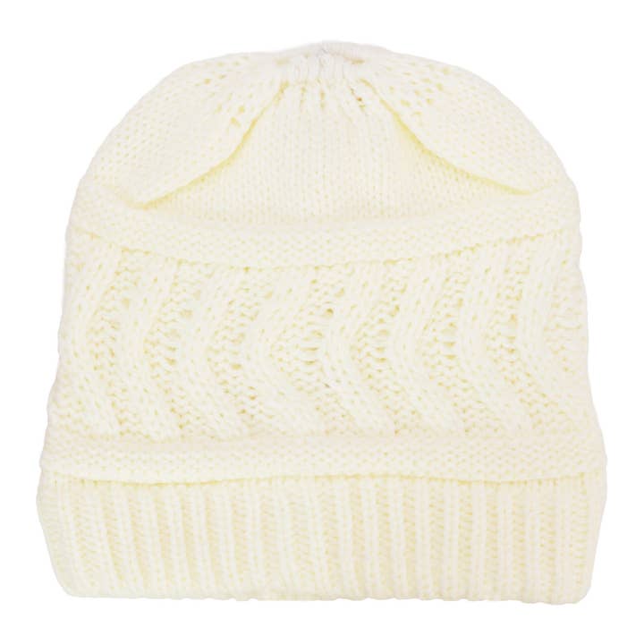 ASSORTED Classic Ponytail Chevron Cable Knitted Beanie for wholesale on Faire9