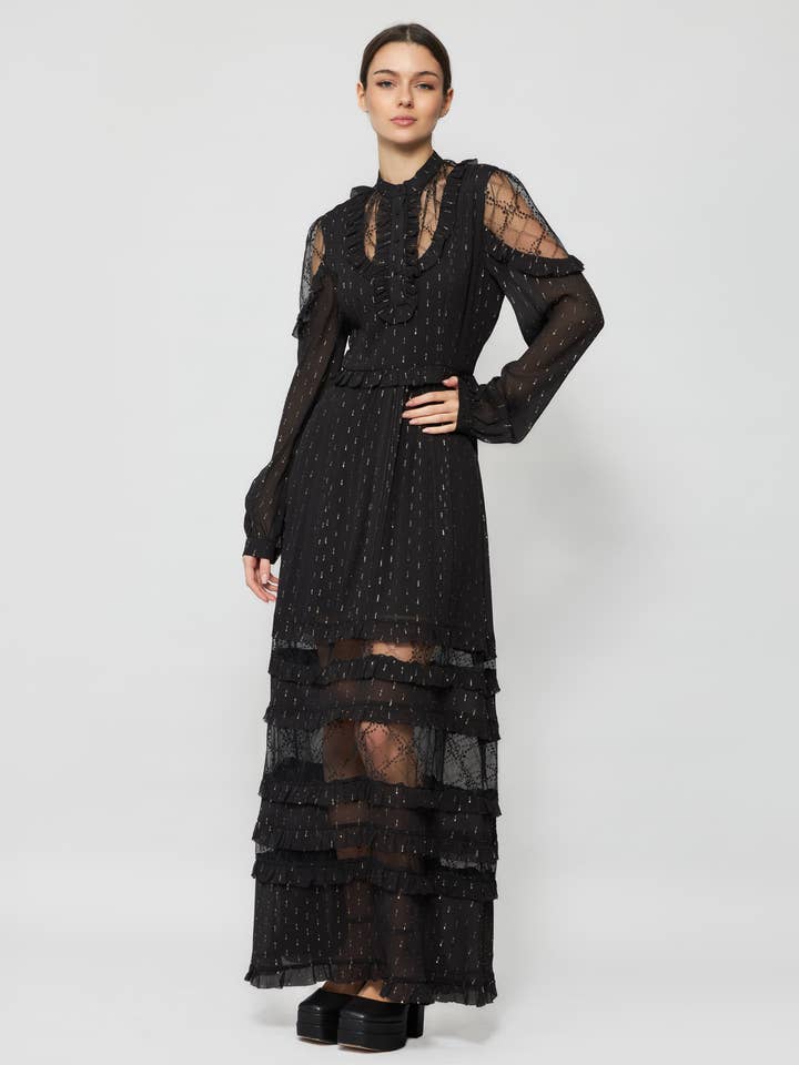 Solgo Maxi-jurk met ruches voor wholesale door Solgo Atelier