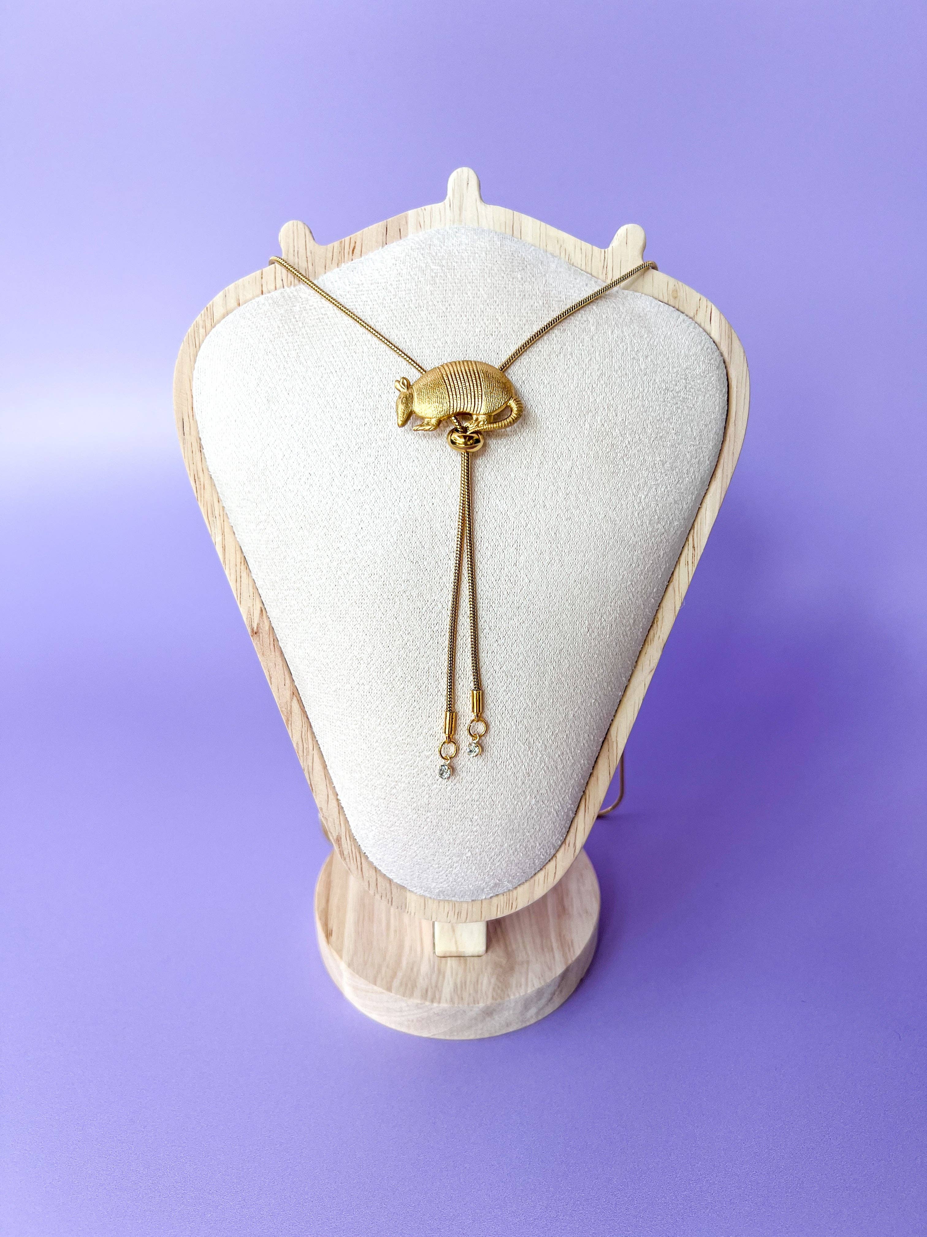 Velvet Outlaw - Wholesale Y-Neck/Lariat Necklace - Armadillo Gold Vintage Style Bolo Tie1