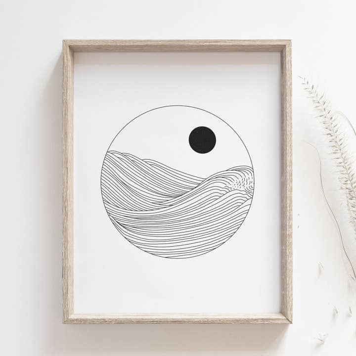 Japanese Wave Illustration / Handmade Giclée Print for wholesale by Bleu Marie Artwork