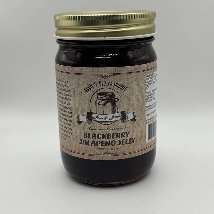 Brombær-jalapeño-gelé for engroshandel hos Odom's Old Fashioned Goods