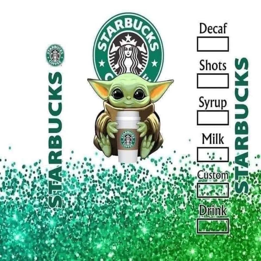 Starbucks Baby Yoda 20 oz Stainless Steel Skinny Tumbler Sublimation