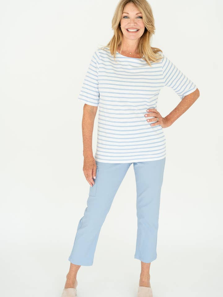 EM5119 Kurzarm-Top mit U-Boot-Ausschnitt für den Großhandel von Dash Clothing Inc.