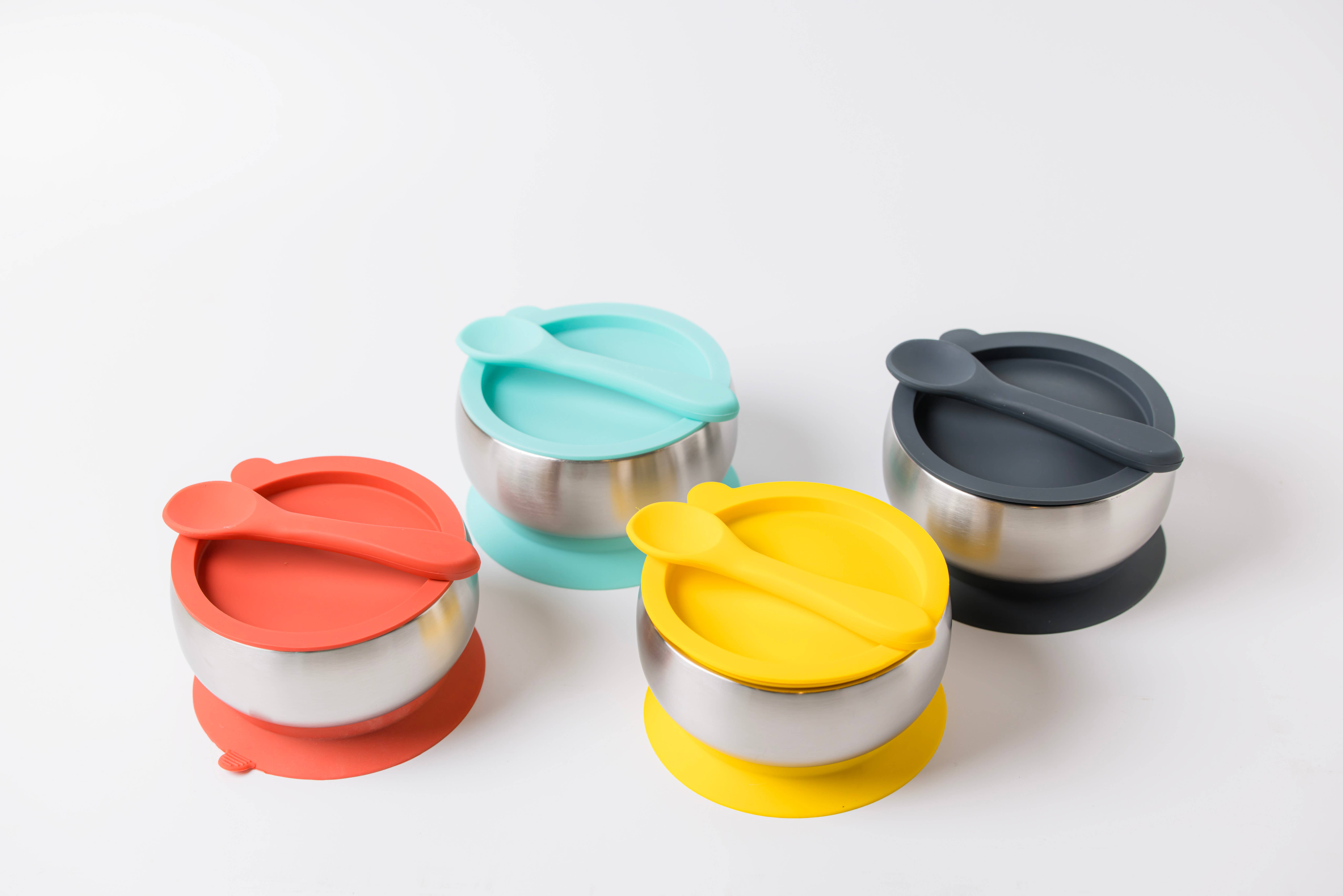Lion & Lady - Vente Set de vaisselle – bébé - Bol d'alimentation en acier inoxydable 18/8 avec base d'aspiration en silicone6