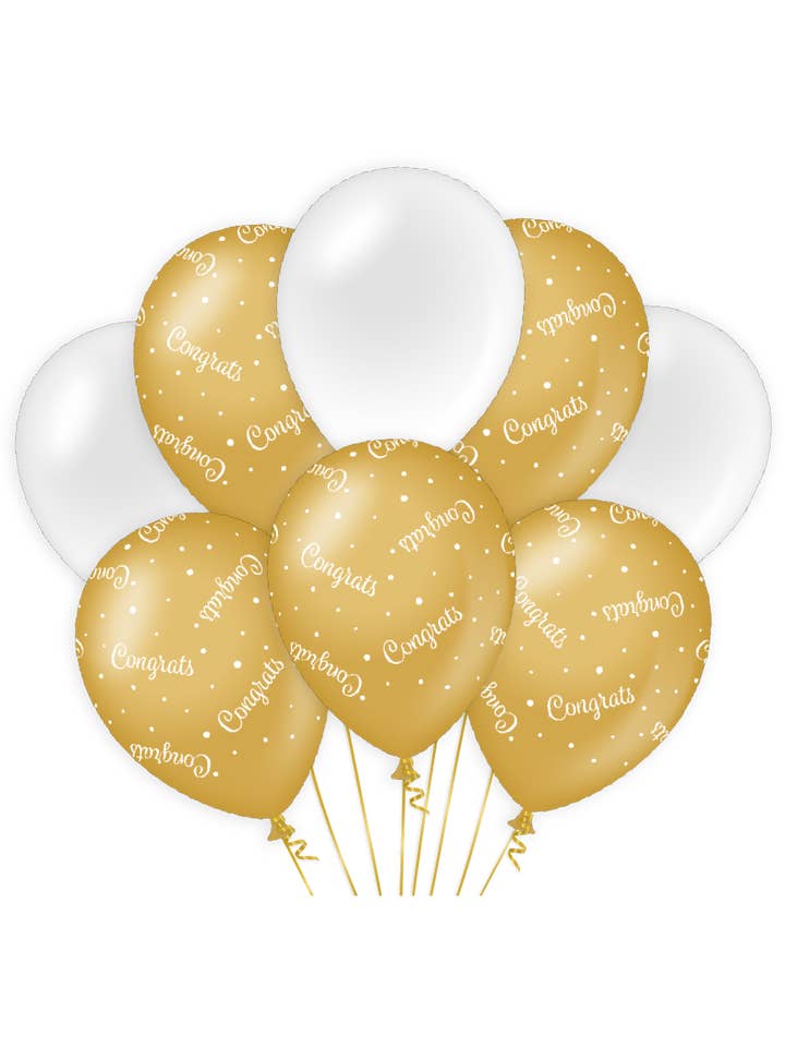 Palloncini compleanno oro/bianco - Congratulazioni per la vendita all'ingrosso da parte di PD Party