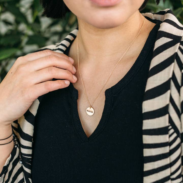 Crafts & Love - Vendita all'ingrosso Collana con ciondolo/pendaglio - Collana con frase piccola stampata, colore: oro4