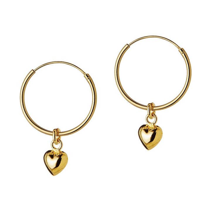 Créoles en métal doré avec cœur convexe 18 mm pour la vente par Juulry