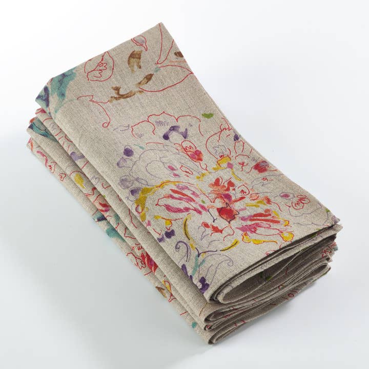 Printed Floral Design Napkin for wholesale by Saro Lifestyle