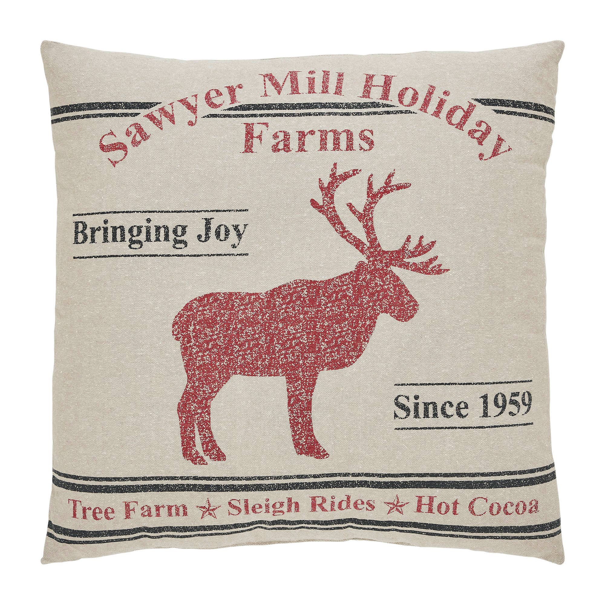 VHC Brands - Wholesale Throw/Decorative Pillow - Sawyer Mill Reindeer Pillow 18x181