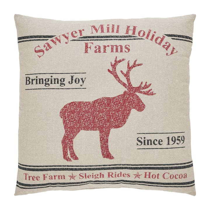 VHC Brands - Wholesale Throw/Decorative Pillow - Sawyer Mill Reindeer Pillow 18x181