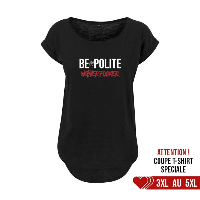 Poulettes Sisters – Großhandel T-Shirt mit Siebdruck – Damen – Damen T-Shirt mit kurzem Arm und Aufdruck „Be polite, Motherfucker“3