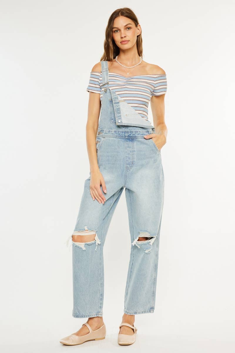 LIGHT 90s DISTRESSED DENIM OVERALL-KC1707L for wholesale on Faire1