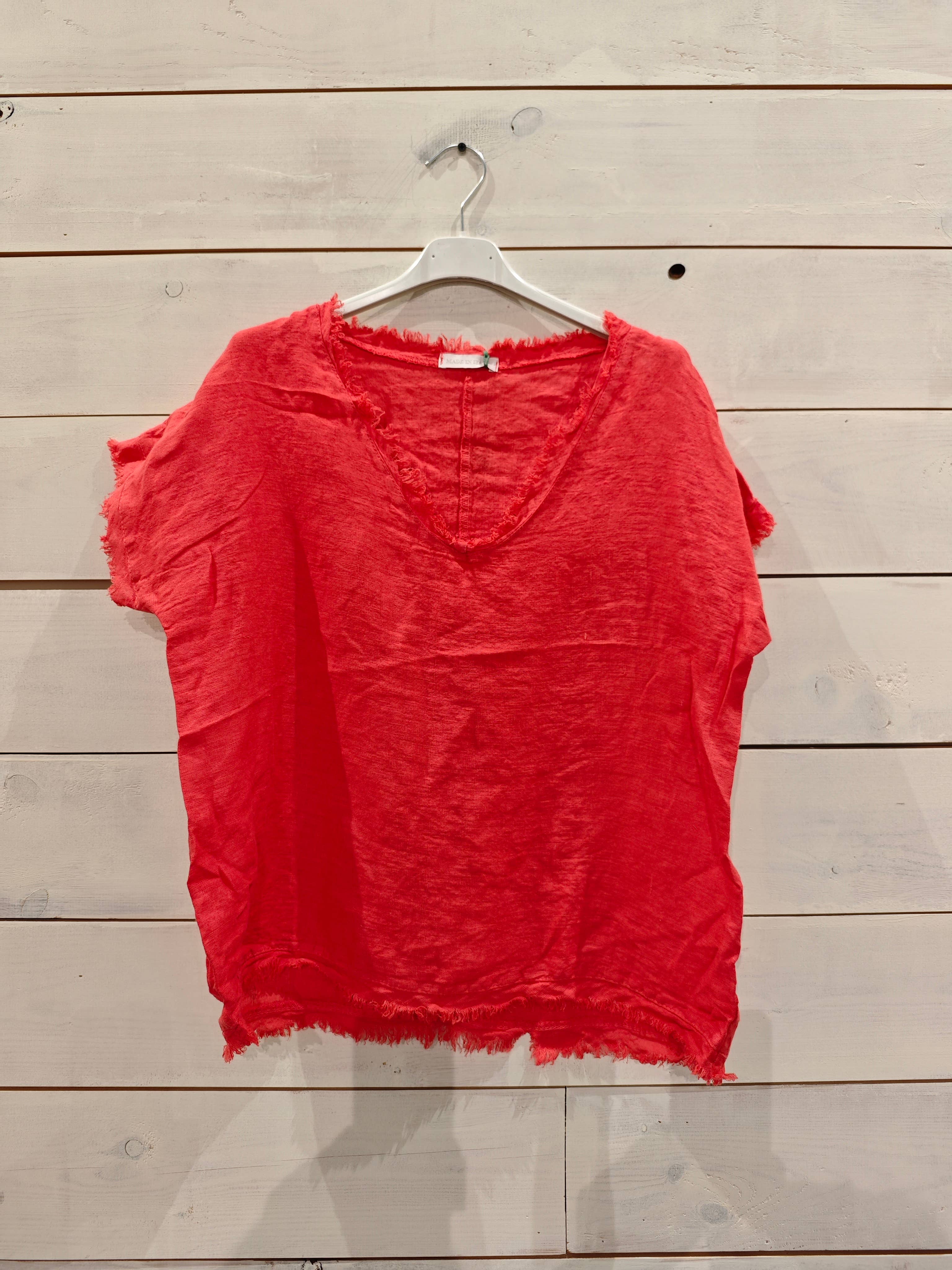 Linos y Textiles - Vendita all'ingrosso Camicetta - Donna - Blusa con frange in lino 100%0