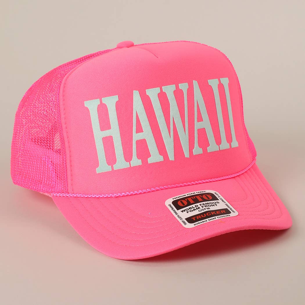 Fashion City - Wholesale Trucker Hat - Unisex - HAWAII Text Printed Mesh Back Foam Trucker Hat7