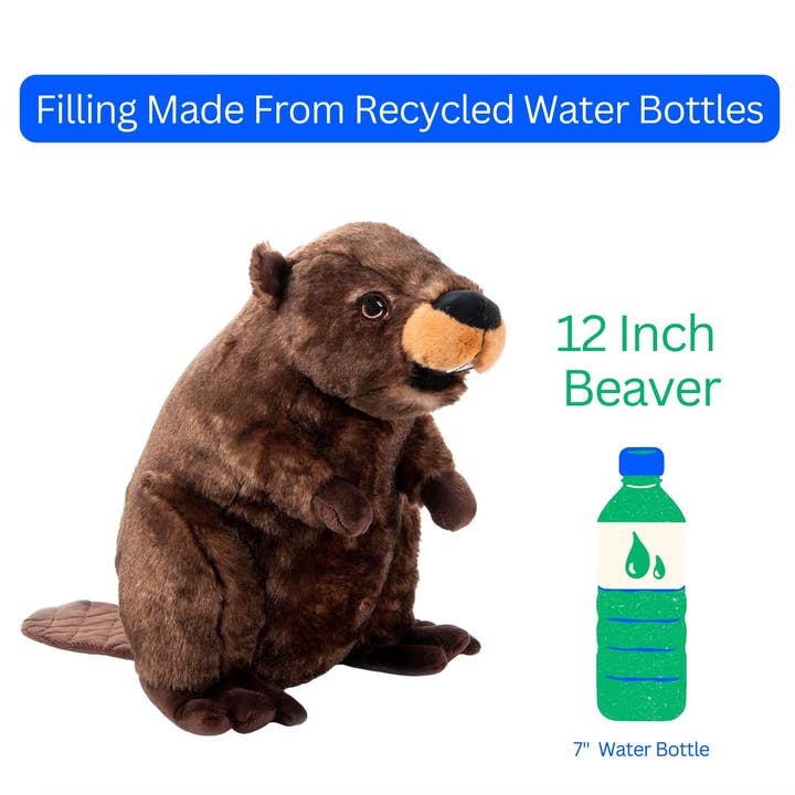 The Petting Zoo - Wholesale Stuffed/Plush Toy - Kids & Baby - Earth Keeperz Beaver Medium Recycled Plush1