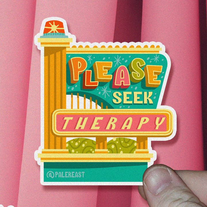 "Please Seek Therapy" - Vinyl Sticker - 2.5″ × 2.96″ for wholesale by Paler East