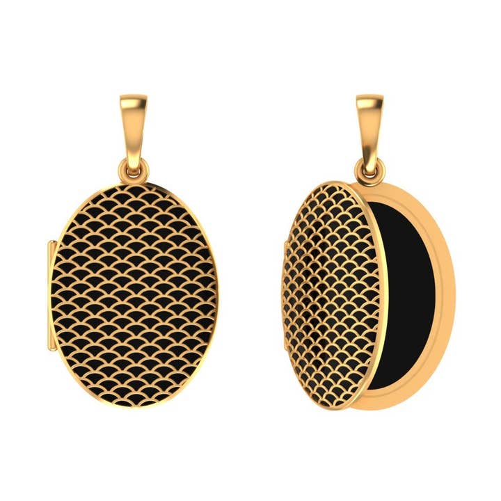 Ovales Medaillon mit schwarzen ema für den Großhandel von Pretty Different