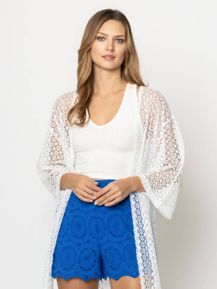 Mesh lange cardigan voor wholesale door Do Everything In Love®