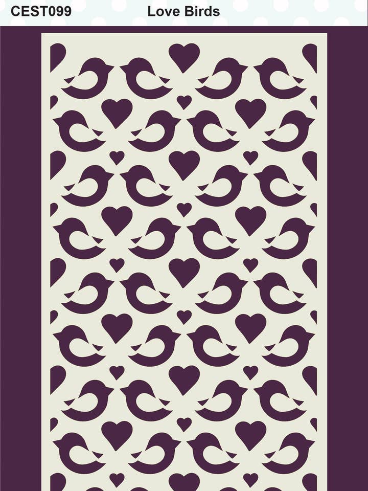 Creative Expressions Love Birds DL Stencil 4 i x 8 i (10,0 x 20.3 cm) for engroshandel hos Ecstasy Crafts Distributing