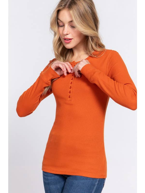 Vanilla Monkey - Wholesale Knit Top - Women's - Long Sleeve Henley Thermal Knit Top19