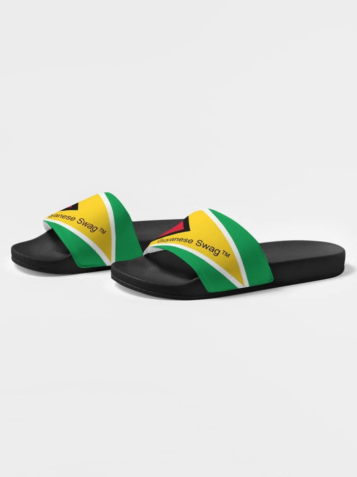 couleur de base blanche Sandales Slide Flag Guyana pour hommes en vente sur Faire6