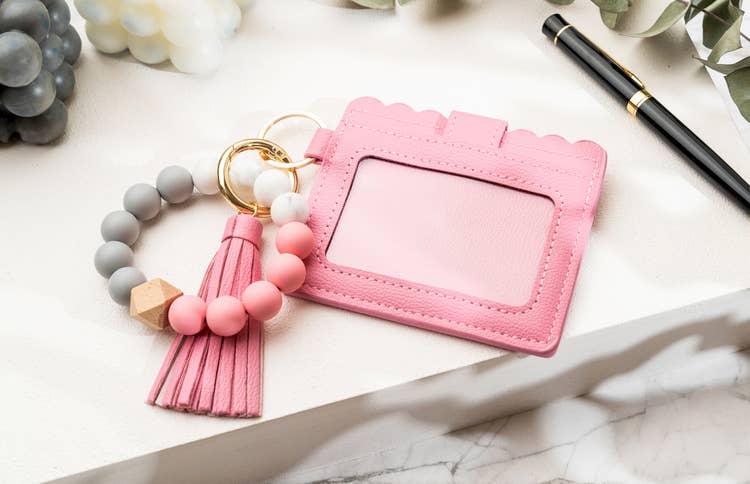 American Leather Goods - Wholesale Wallet - Women's - Leather Keychain Wallet With Wristlet Bangle Bracelet23