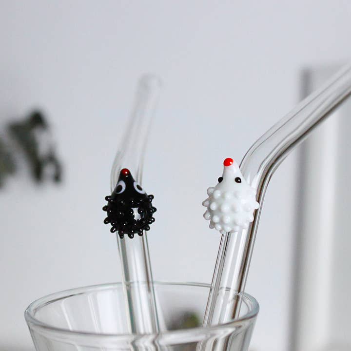 Adamodart - Wholesale Drinking Straw - Hedgehog Glass straws, drinking straw, cute aniamal reusable