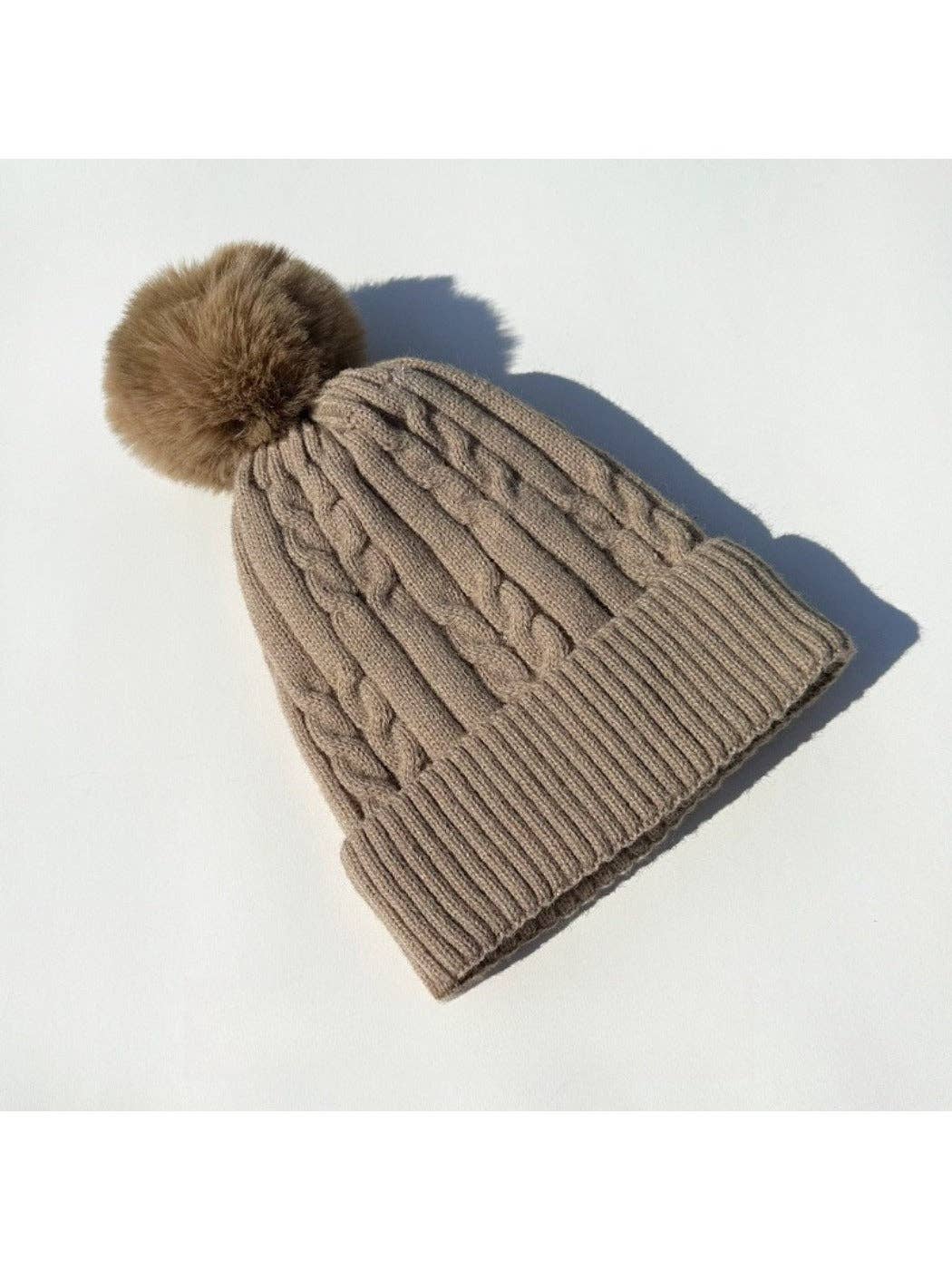 Funkyrel® Atzbranding Limited – wholesale Beanie – Women's – Haila - Women's Cable Knitted Beanie with Pom Pom4