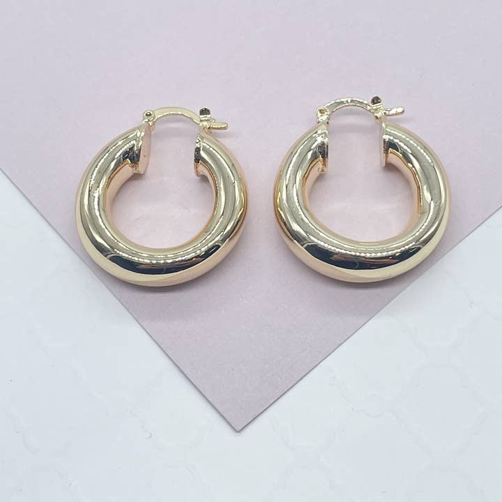 Milie Jewels – wholesale Hoop earrings – 18k Gold Filled Plain Chunky Hoop Earrings Wholesale Jewelry Making Supplies