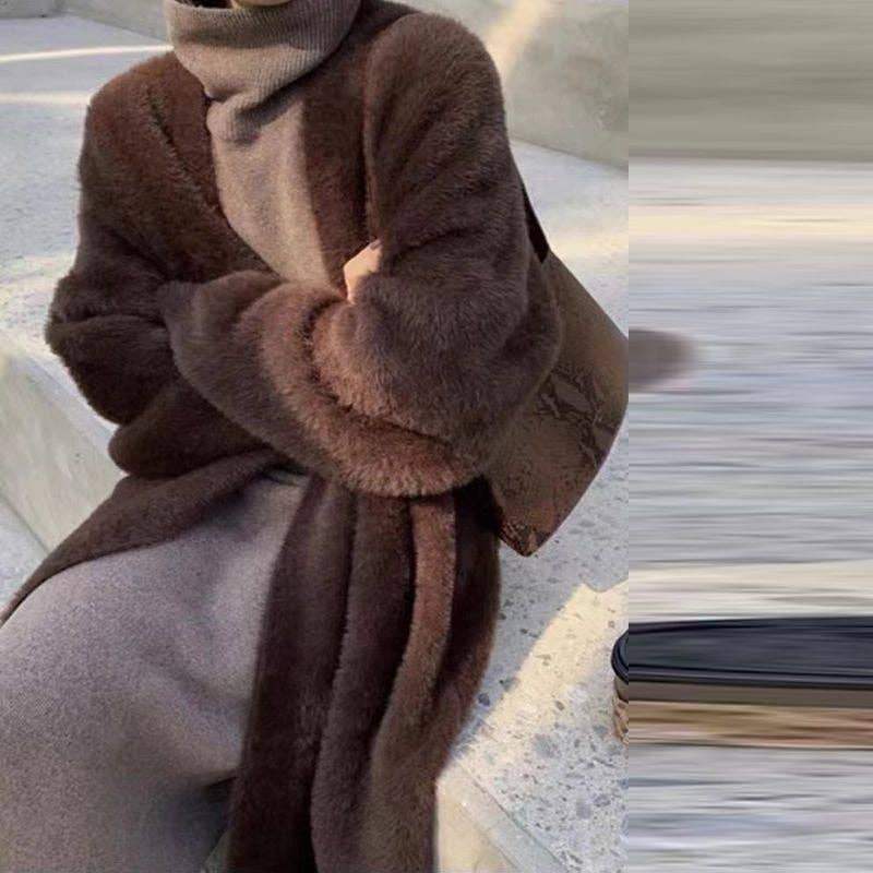 UZ Wholesale Store - Vendita all'ingrosso Cardigan - Donna - Cardigan allentato casual in finta pelliccia di visone a maniche lunghe in tinta unita1