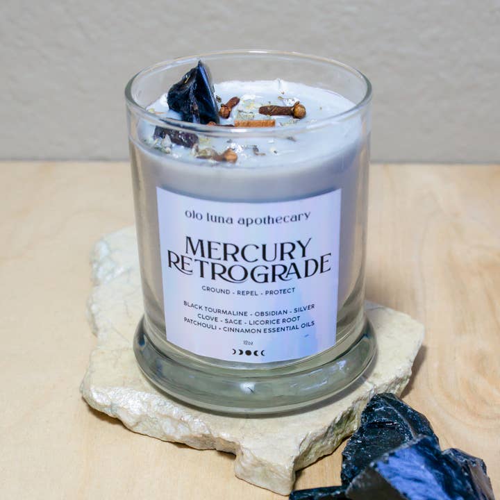 Ojo Luna Apothecary - Wholesale Jar/Filled Candle - Mercury Retrograde Intention Candle