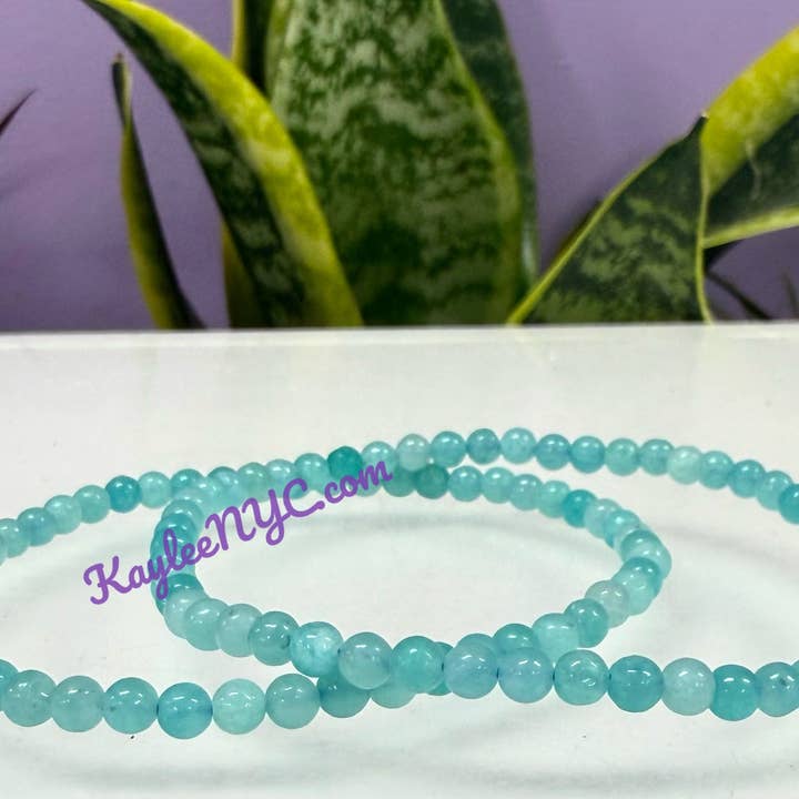 KayleeNYC - Wholesale Beaded Bracelet - Natural Amazonite 4mm 7.5” Crystal Stretch Bracelet3