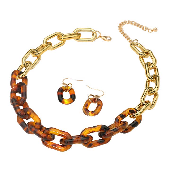 Sensibling Corp. - Wholesale Jewelry Set - Bold Resin Chunky Chain Link Necklace1