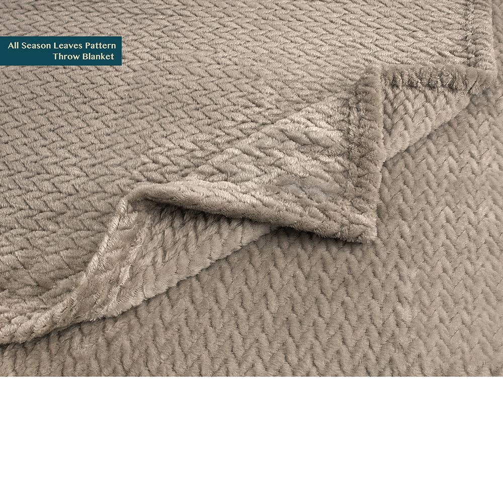 Pavilia – Manta para sofá por atacado – Cobertor de fleece texturizado com estampa de folhas88