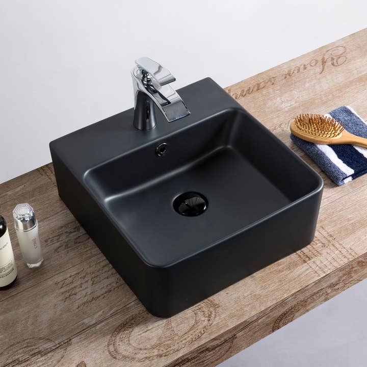 Stilform Handels GmbH - Wholesale Bathroom accessory set - Wall hanging guest toilet ceramic sink Soho thin edge 40 x 42 cm matt black1