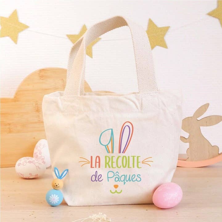 Borsa piccola di Pasqua in cotone biologico - La vendemmia di Pasqua per la vendita all'ingrosso da parte di Ourson Câlin
