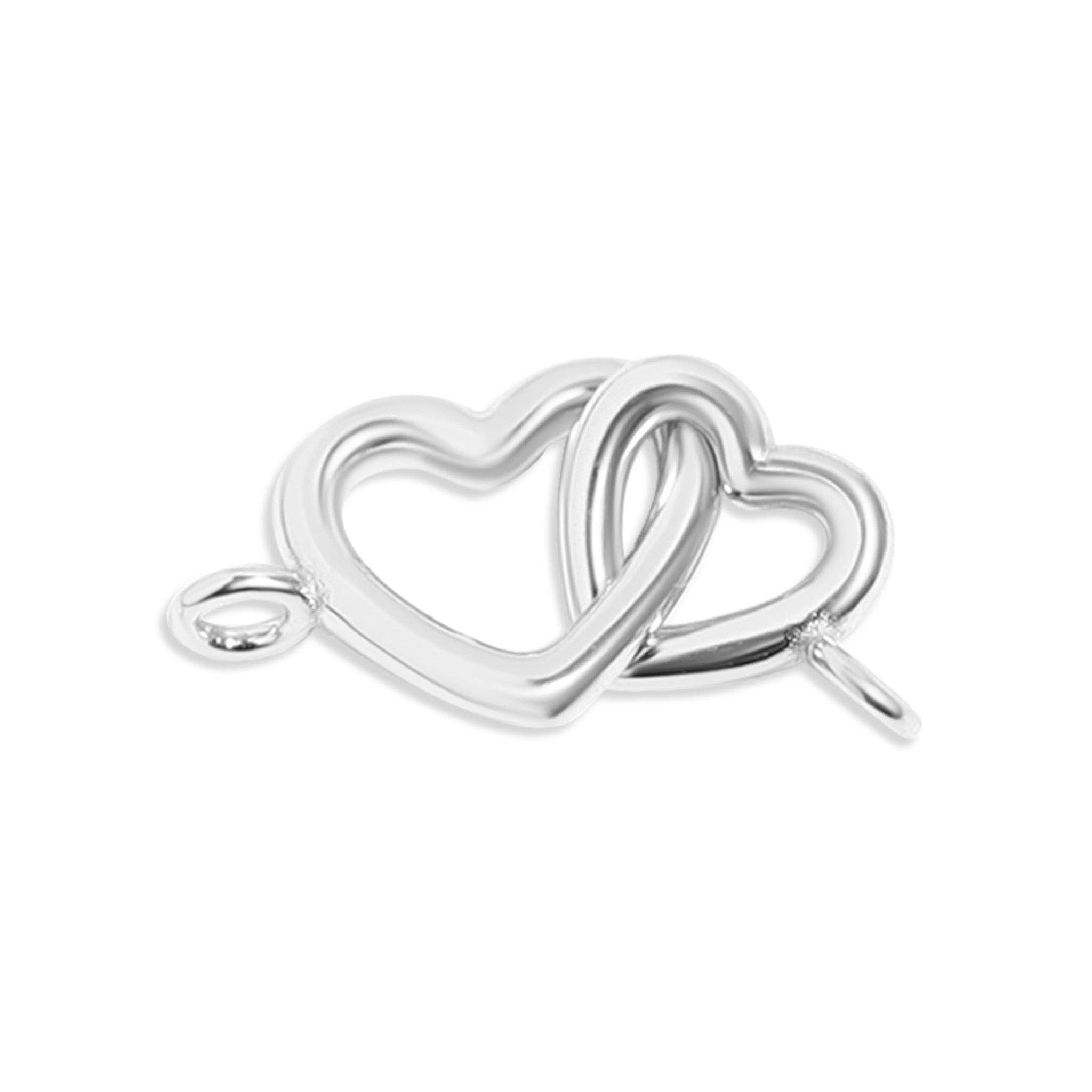 WJW - Wholesale Individual Charm/Pendant - Sterling Silver Double Heart Horizontal Connector Permanent Jewelry Charm1