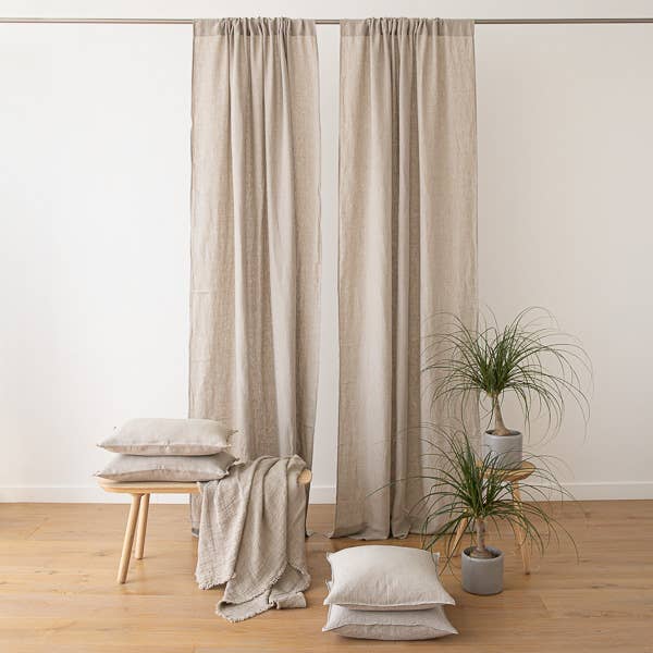 LinenMe - Wholesale Curtain - Linen Rod Pocket Curtain Panel Natural Stone Washed0