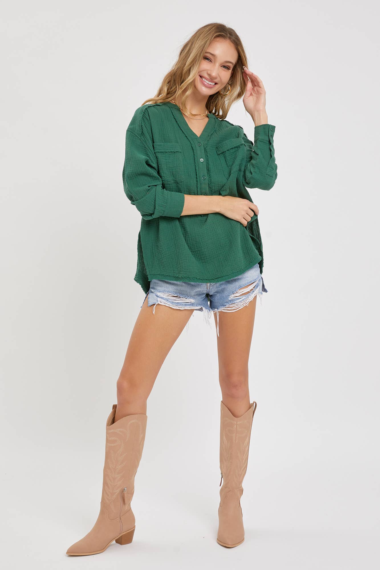 Sweet Lovely by Jen – wholesale Buttoned-down shirt – Women's – SW1507 BUTTON DOWN TOP12