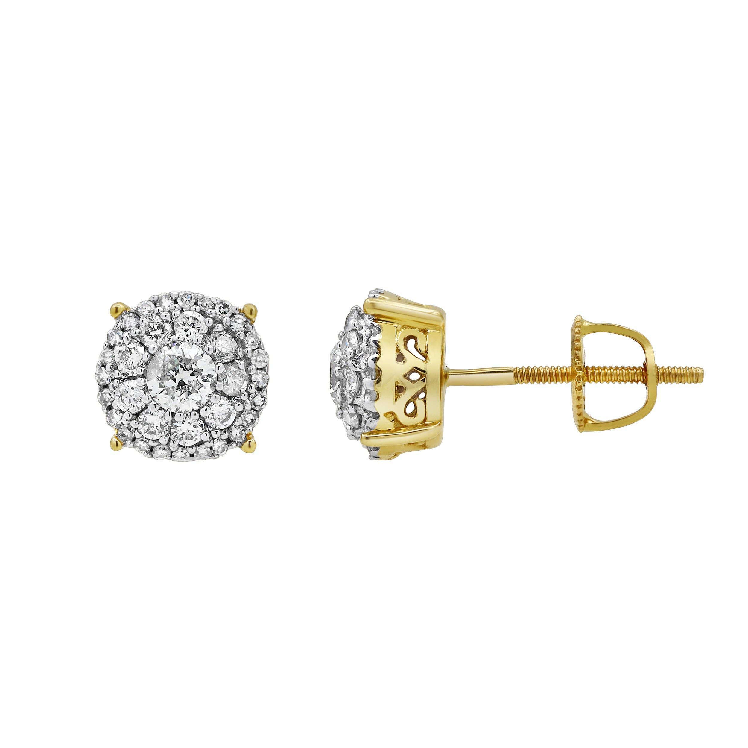 LuvMyJewelry (LMJ) - Wholesale Stud/Post Earrings - Lotus Loop Cluster Diamond 0.52 ct. tw. 14K Yellow Gold Earrings2