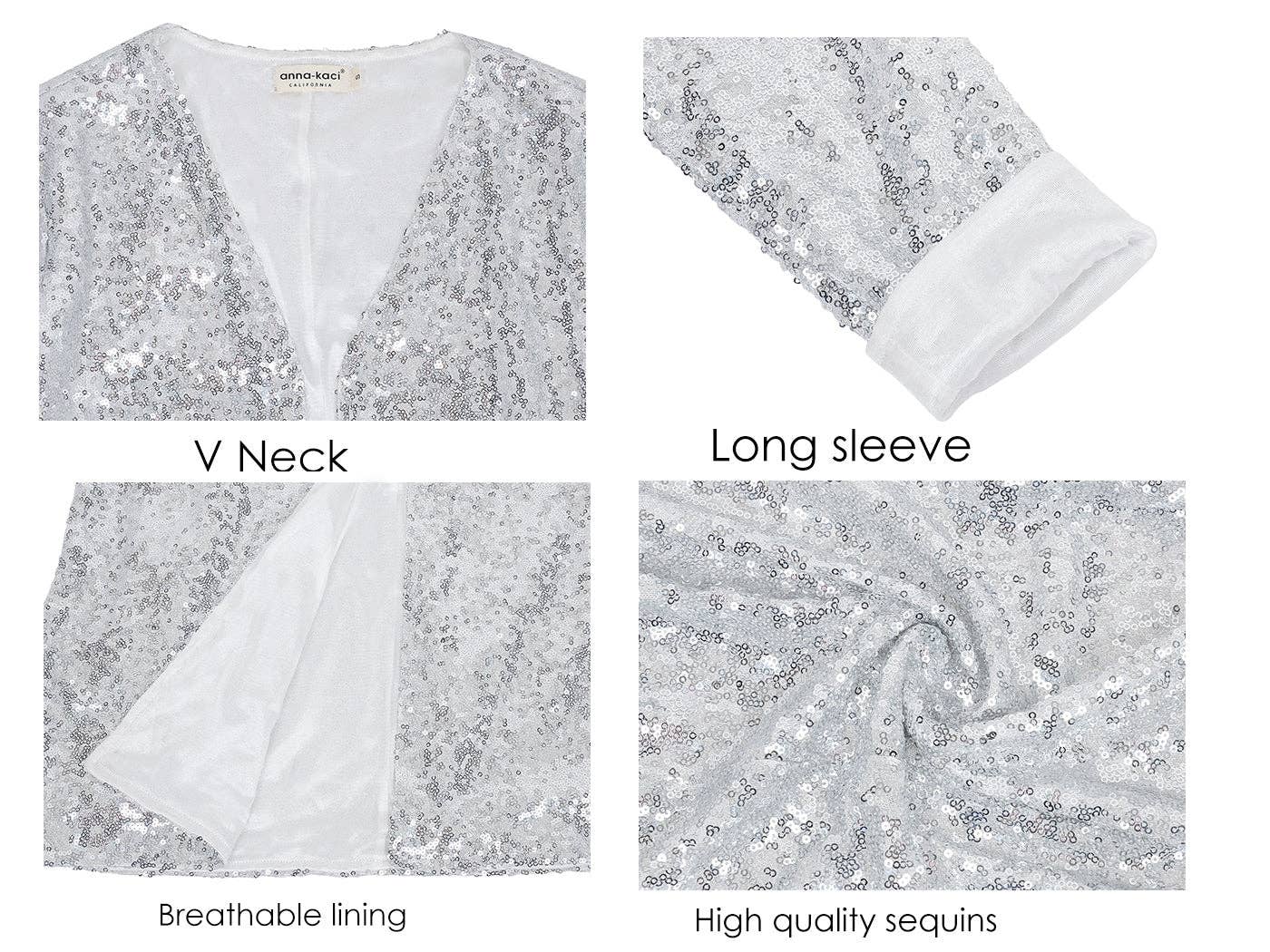 Anna Kaci Wholesale – wholesale Jacket – Women's – Women's Sequin Jacket Open Front Coat Blazer Party Cocktail24