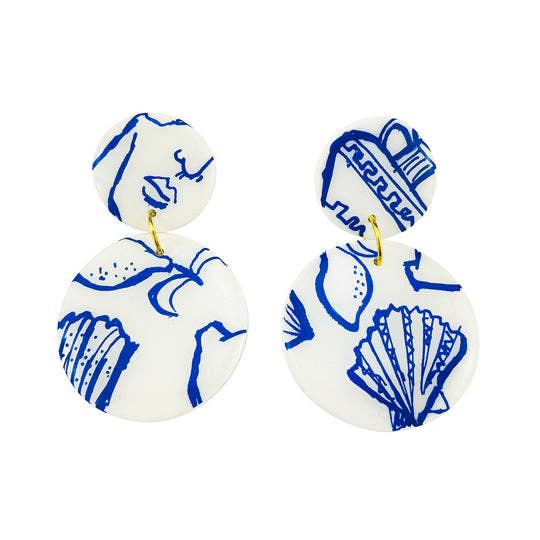 Ida Earring - Positano White/Cobalt for wholesale by Studio Eris