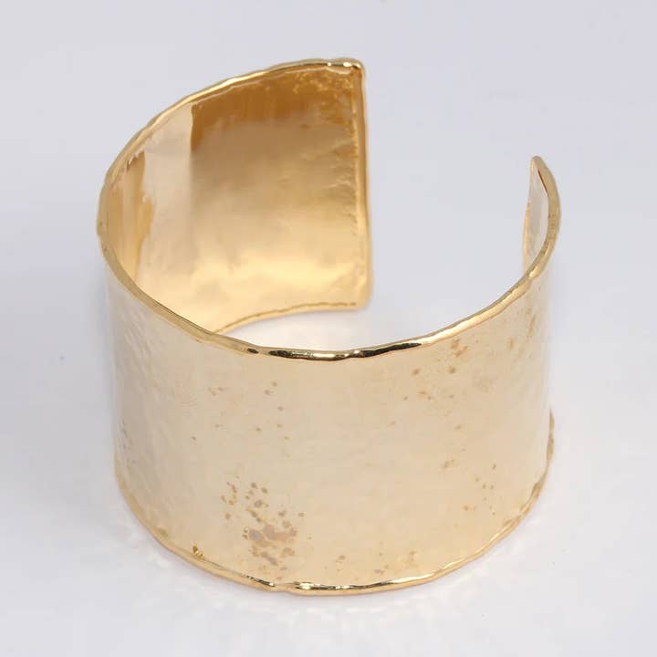 43mm 24k Shiny Gold Bracelet Cuff, Domed Bracelet, CHK653 for wholesale by QueenJewelryM