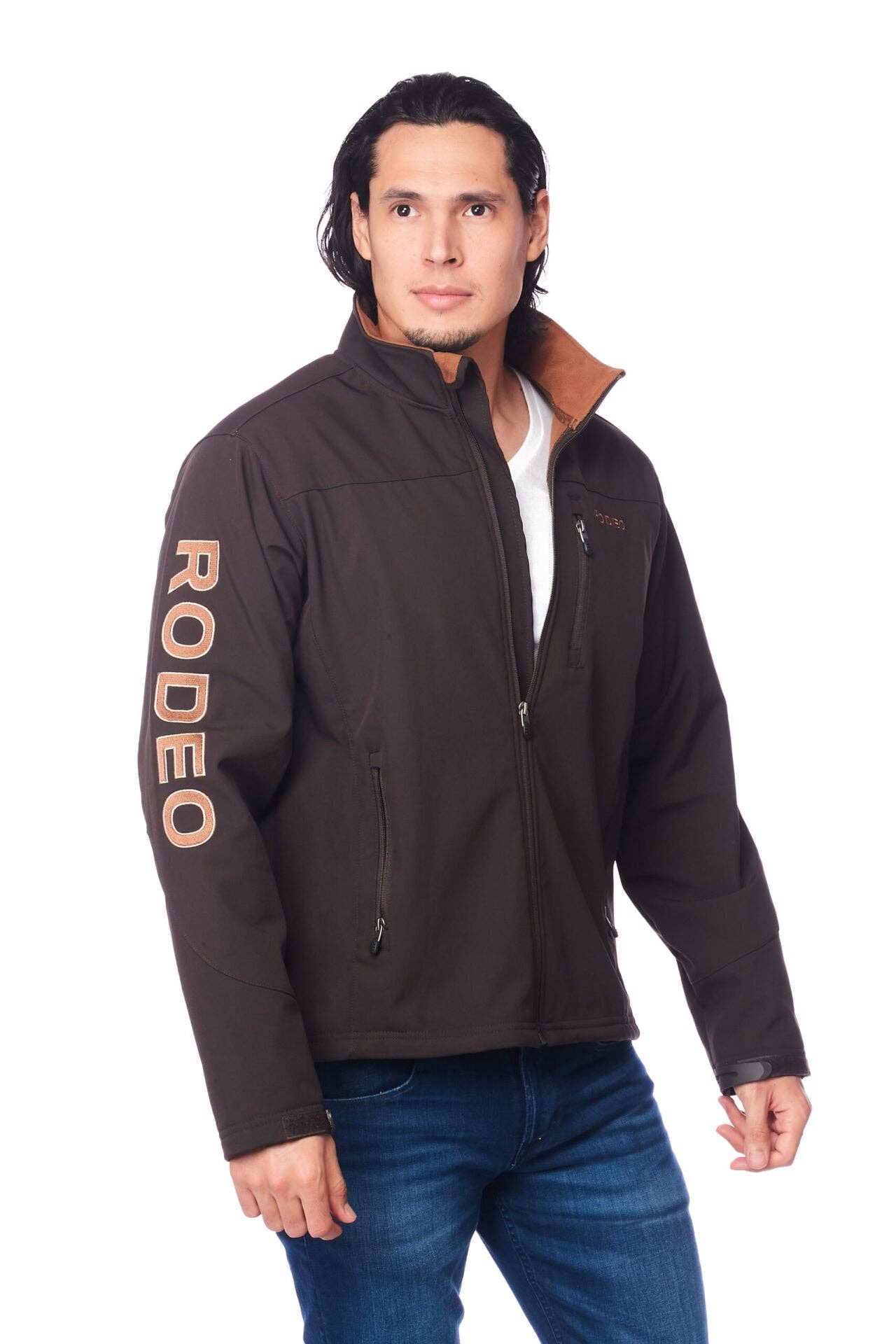 Rodeo Clothing - Wholesale Jacket - Men's - Men's Soft Shell Bonded Jacket -NJ650-EMB-BROWN-COGNAC2